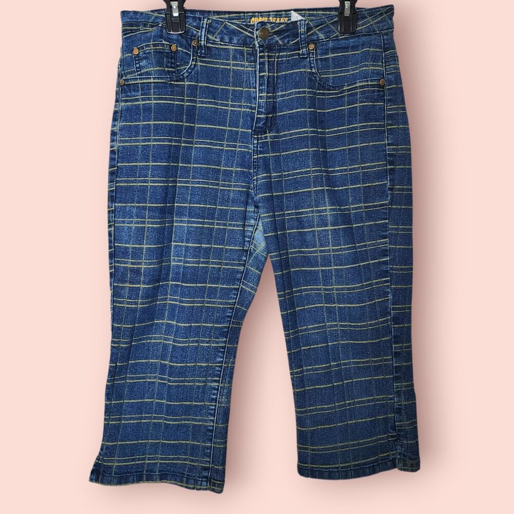 Y2K plus size Crest Jeans plaid denim Capri pants size 13/14